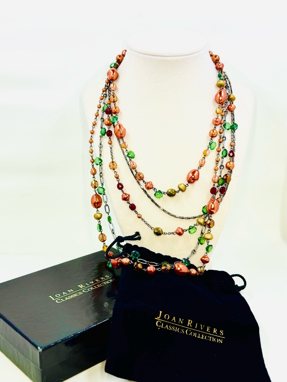 Joan Rivers Classics Collection Multi Strand Fall Colors Beaded Necklace 18-21”